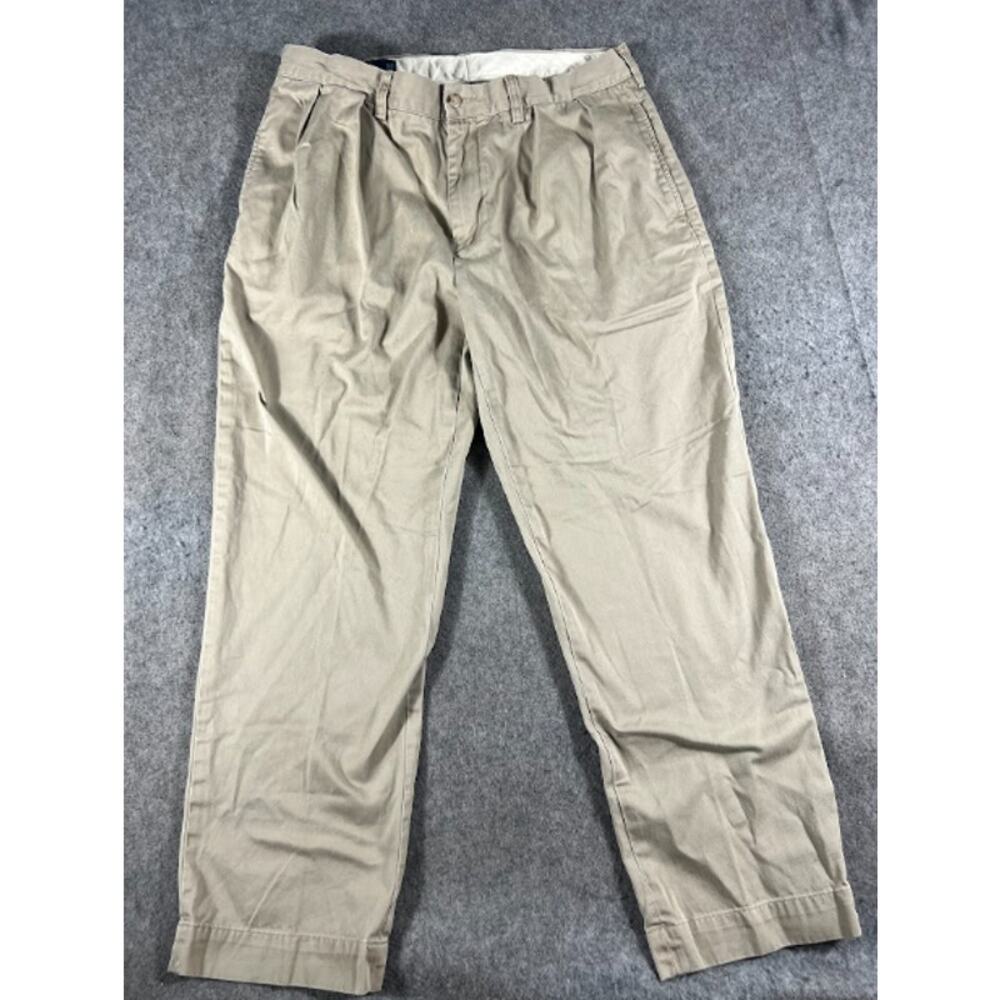 Vintage 90s Polo Ralph Lauren Ethan Pleated Chino Pants Mens 36/30 Khaki Preppy